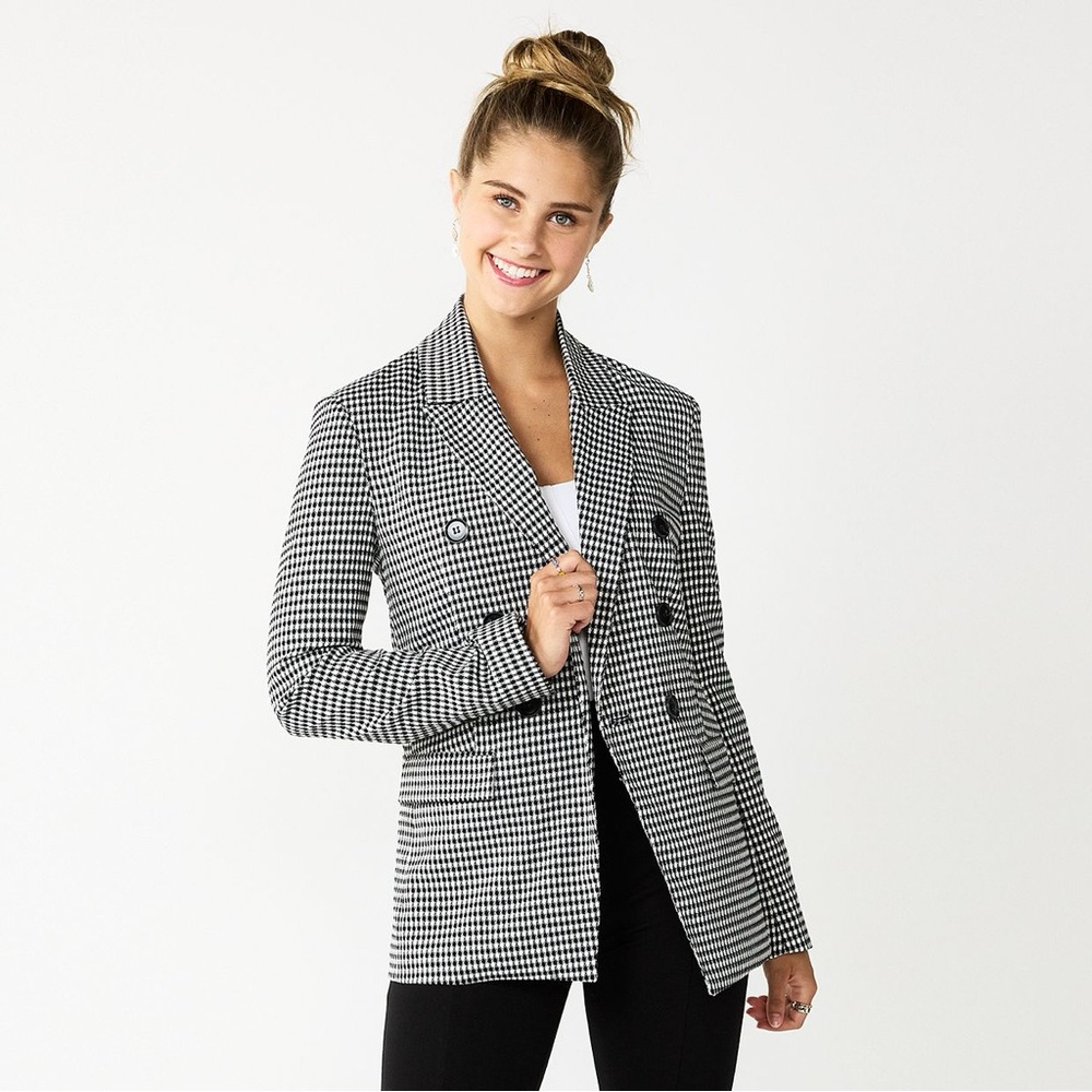** SO by Kohl's Houndstooth Boyfriend Blazer Size M